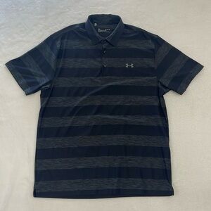 Under Armour Heatgear Loose Fit Polo Black/Grey Sz XL